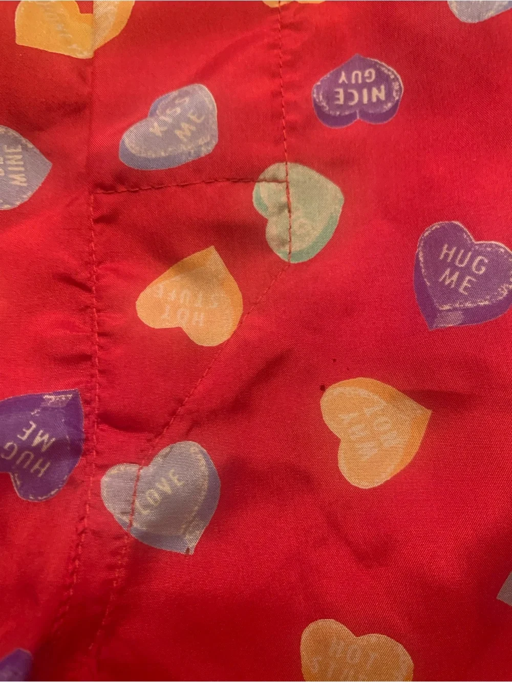 Vintage Structure Red Heart-Print Men’s Silk Boxers